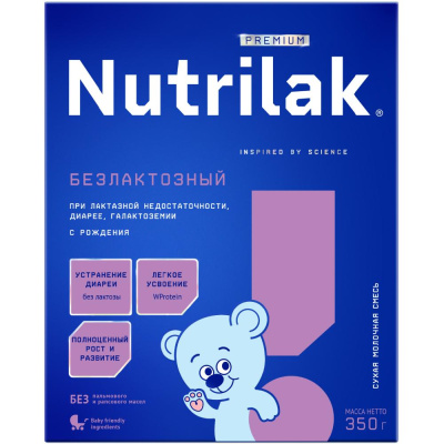 Молочная смесь Nutrilak Безлактозный (с 0 мес) 350 г 01